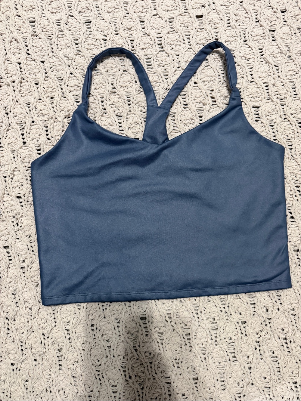 Abercrombie & Fitch Blue/Gray Racerback Crop Sports Bra